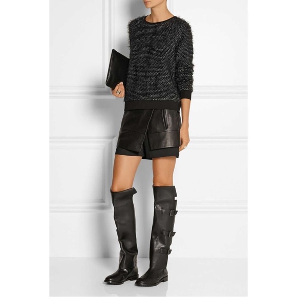 Tibi Leather Overlay Mini Wrap Skort - Picture 5 of 10